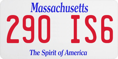 MA license plate 290IS6