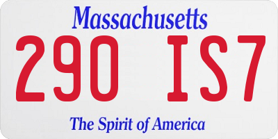 MA license plate 290IS7