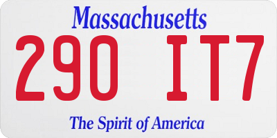 MA license plate 290IT7