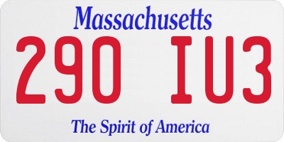MA license plate 290IU3