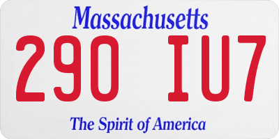 MA license plate 290IU7