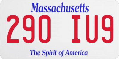 MA license plate 290IU9