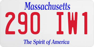 MA license plate 290IW1