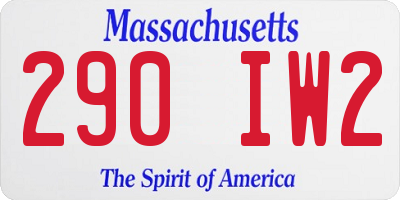 MA license plate 290IW2