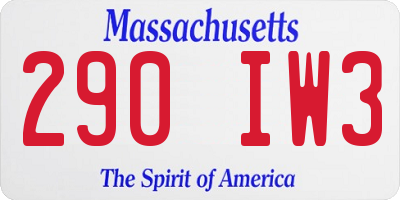MA license plate 290IW3