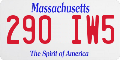 MA license plate 290IW5
