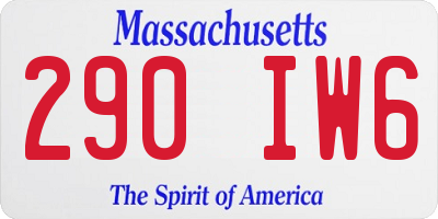 MA license plate 290IW6