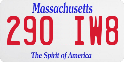 MA license plate 290IW8