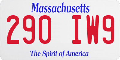 MA license plate 290IW9