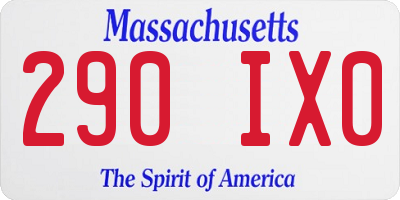 MA license plate 290IX0
