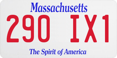 MA license plate 290IX1
