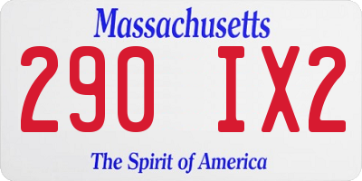 MA license plate 290IX2