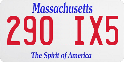 MA license plate 290IX5