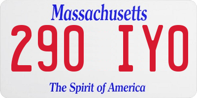 MA license plate 290IY0