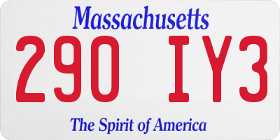 MA license plate 290IY3