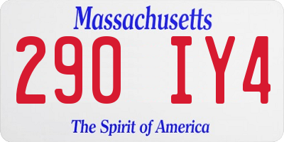 MA license plate 290IY4