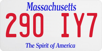 MA license plate 290IY7
