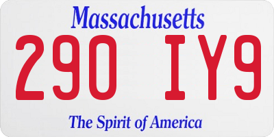 MA license plate 290IY9