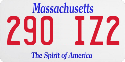 MA license plate 290IZ2