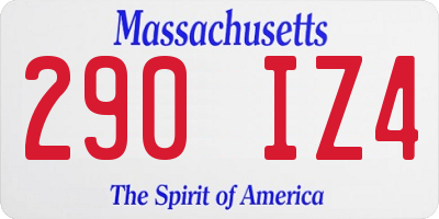 MA license plate 290IZ4