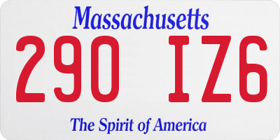 MA license plate 290IZ6