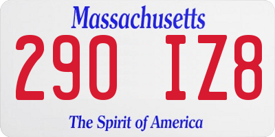 MA license plate 290IZ8