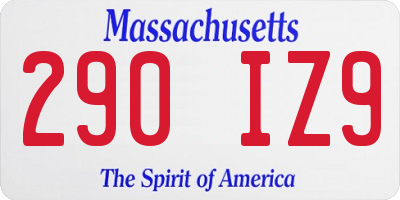 MA license plate 290IZ9