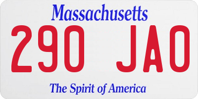 MA license plate 290JA0