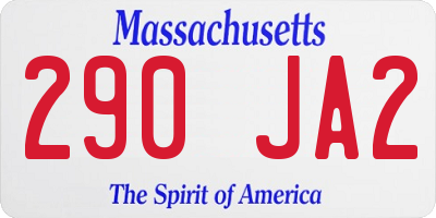 MA license plate 290JA2