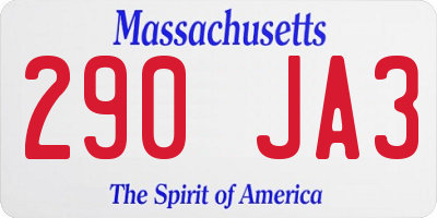 MA license plate 290JA3