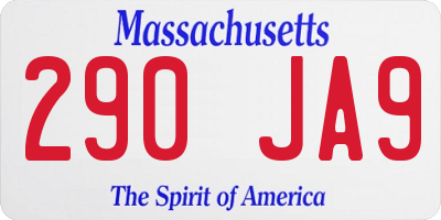 MA license plate 290JA9