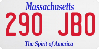 MA license plate 290JB0
