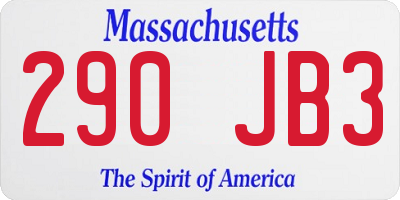 MA license plate 290JB3