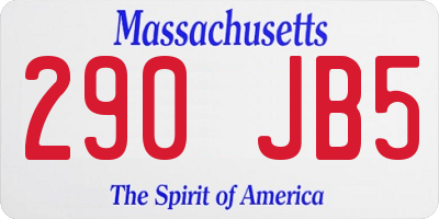 MA license plate 290JB5