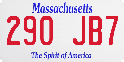 MA license plate 290JB7