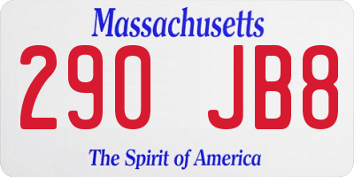 MA license plate 290JB8
