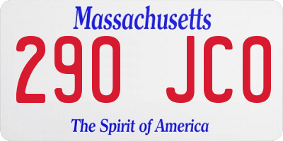 MA license plate 290JC0