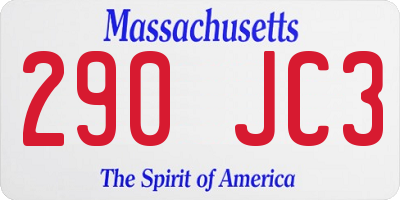 MA license plate 290JC3