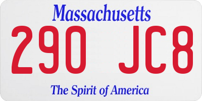 MA license plate 290JC8
