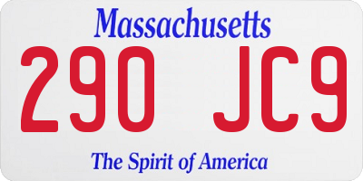 MA license plate 290JC9