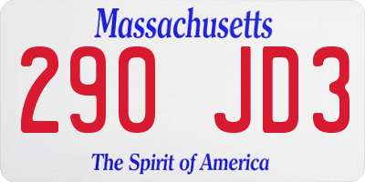 MA license plate 290JD3