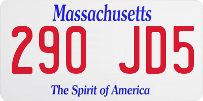 MA license plate 290JD5