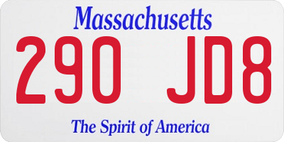 MA license plate 290JD8