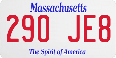 MA license plate 290JE8
