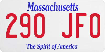 MA license plate 290JF0