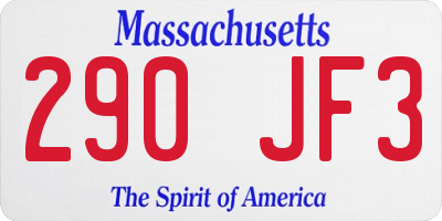 MA license plate 290JF3