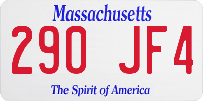 MA license plate 290JF4