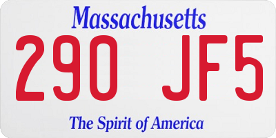 MA license plate 290JF5