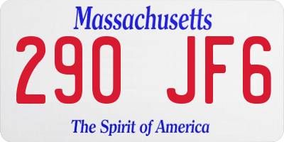 MA license plate 290JF6