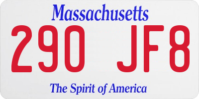 MA license plate 290JF8